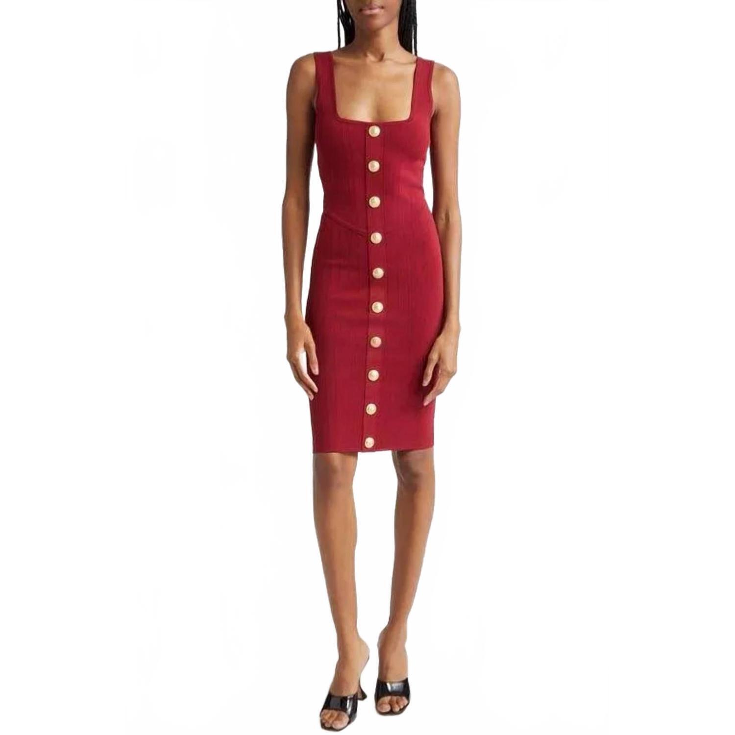 New L'agence Square Neck Knit Dress In Merlot